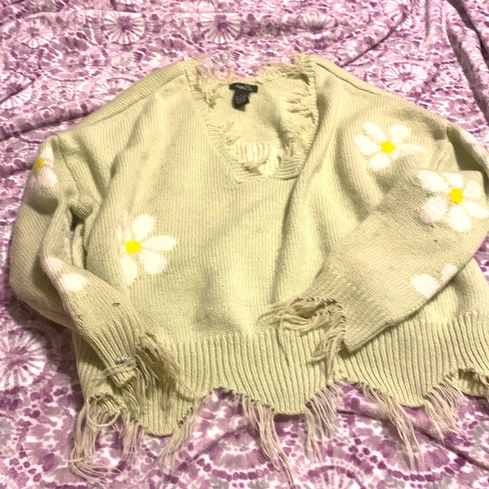 Green flower sweater